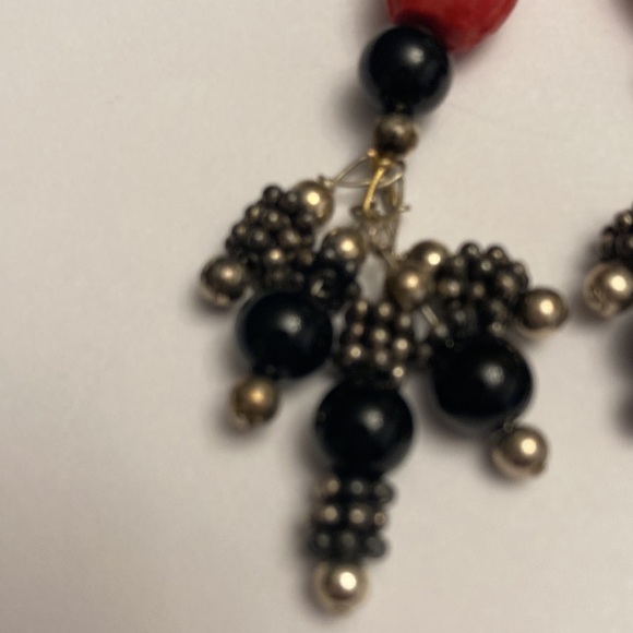 Large Carved Design Flower Floral Drop Bauble Earrings - Picture 3 of 16